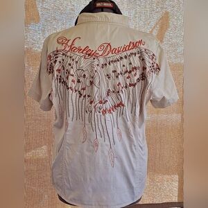 Harley Davidson Eagle Embroidered Zip Top